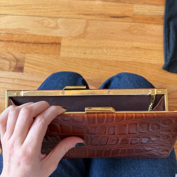 Saint Laurent Brown Crocodile Leather Embossed Croc Midnight Clutch Small - Picture 11 of 16